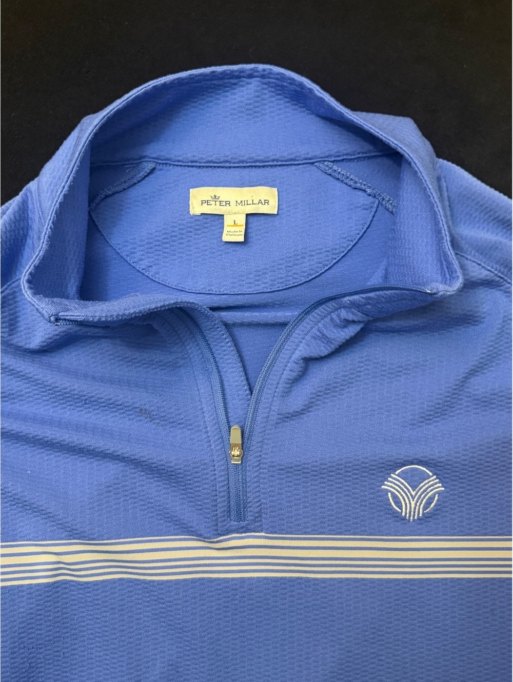 Peter Millar Blue Long Sleeve Pullover with Quarter Zip Size Large
